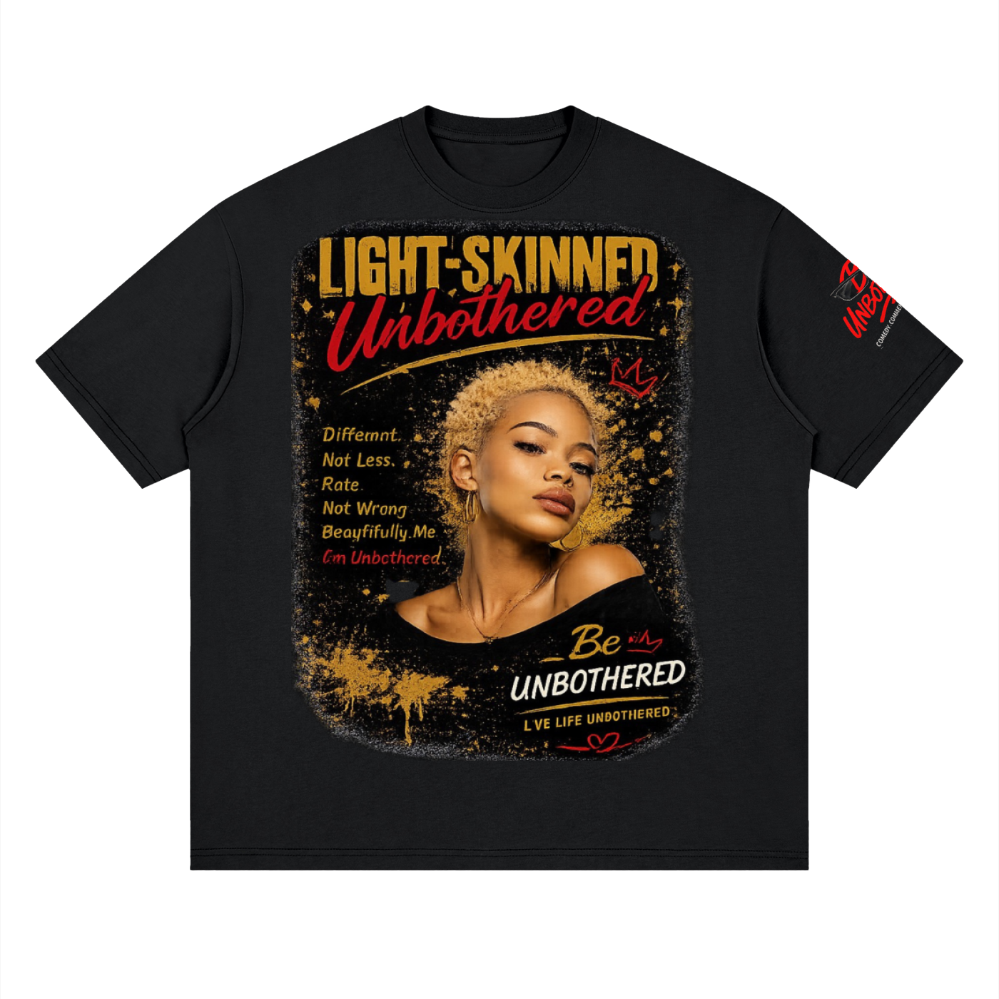 Unbothered Light Skin Streetwear Loose Drop Shoulder T-Shirt