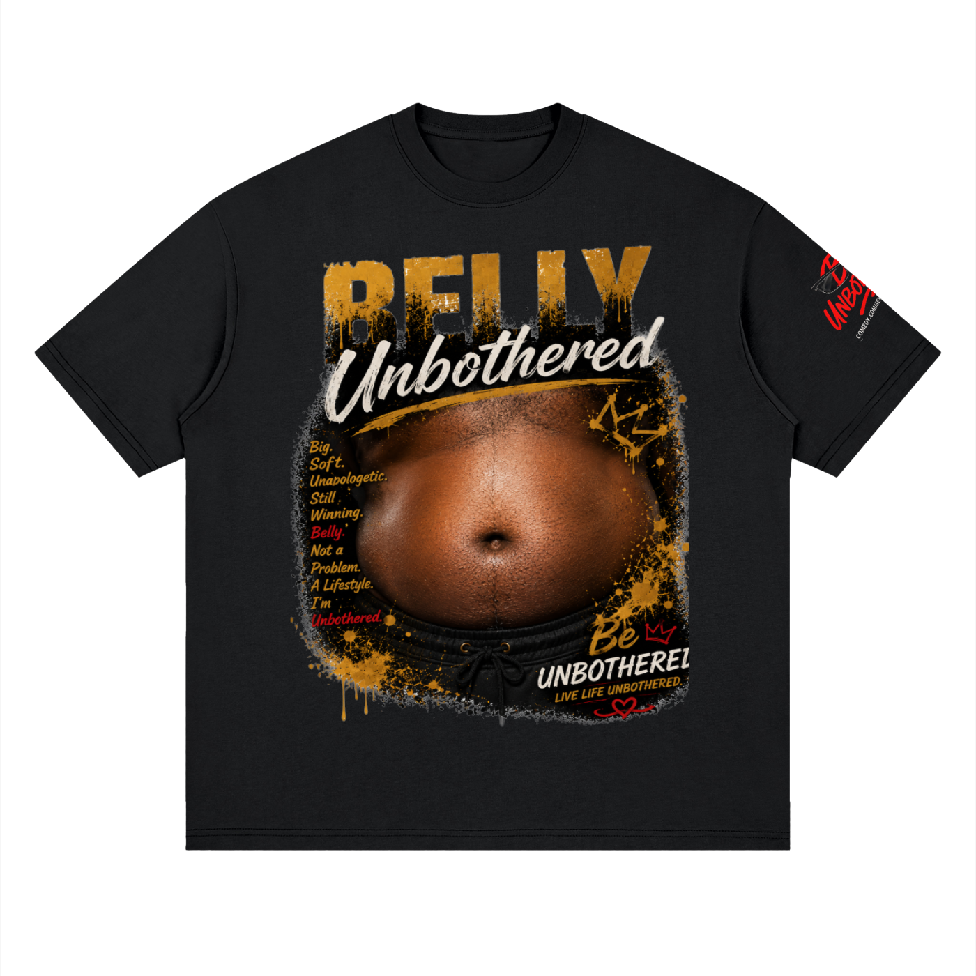 Unbothered Belly Streetwear Loose Drop Shoulder T-Shirt