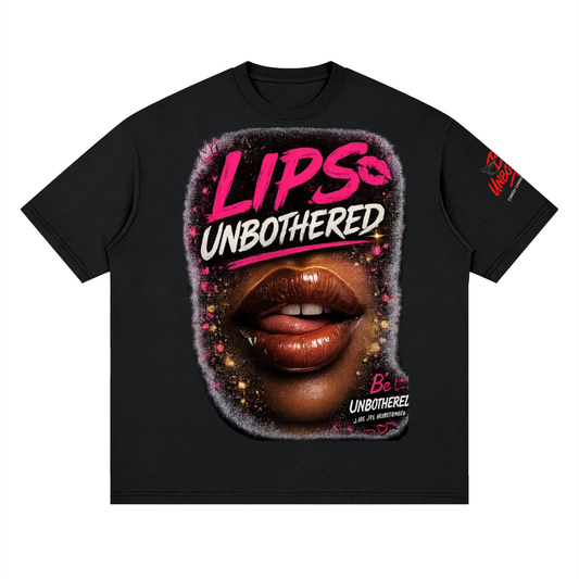 Unbothered Lips Streetwear Loose Drop Shoulder T-Shirt