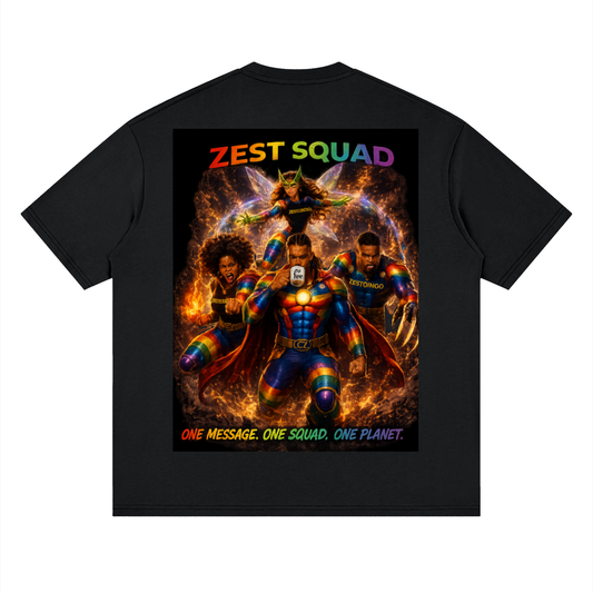 Unbothered "Zest Squad"Streetwear Loose Drop Shoulder T-Shirt
